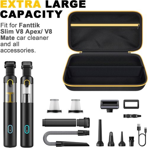 GWCASE Portable Mini Cordless Car Vacuum Case - Organizer with Removable Divider | Fits Fanttik Slim V8 Apex & V8 Mate (Black)
