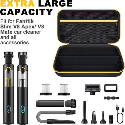 GWCASE Portable Mini Cordless Car Vacuum Case - Organizer with Removable Divider | Fits Fanttik Slim V8 Apex & V8 Mate (Black)