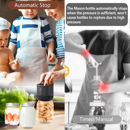 Mason Jar Vacuum Sealer Kit - Upgrade Electric Sealer for Wide & Regular Mouth Lids | 80S