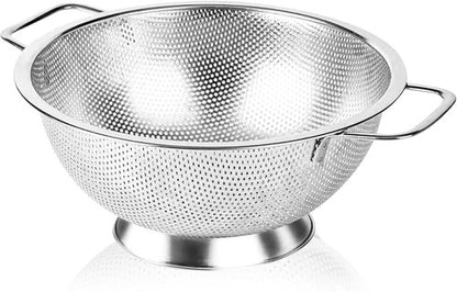 304 Stainless Steel Colander - Micro-Perforated 3-Quart Strainer | Dishwasher Safe for Pasta, Noodles, Vegetables & Fruits