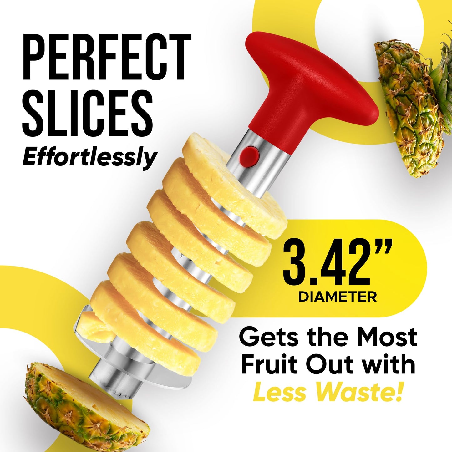 Pineapple Corer and Slicer with Triple Reinforced Stainless Steel with Thicker Blade - Easy-to-Use Pineapple Corer & Pineapple Cutter - Pineapple Slicer and Corer Tool for Easy Core Removal by Zulay