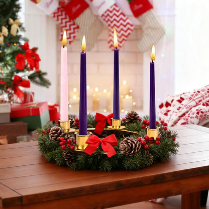 Advent Wreath Candle Holder - Elegant Gold Design for Tapered Candles | Perfect for Christmas Decor