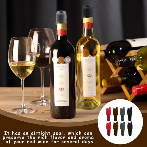 8 Pcs Silicone Wine Stopper, Reusable Wine Stoppers For Wine Bottles, Keep Wine Fresh,Suitable For Family Use(4 Colors)