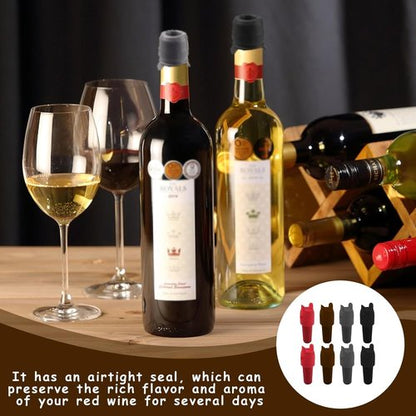 8 Pcs Silicone Wine Stopper, Reusable Wine Stoppers For Wine Bottles, Keep Wine Fresh,Suitable For Family Use(4 Colors)