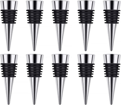 Stainless Steel Wine and Beverage Bottle Stoppers Ball Designed Wine Bottle Corks Tapered Storage Crafts Art DIY (10)