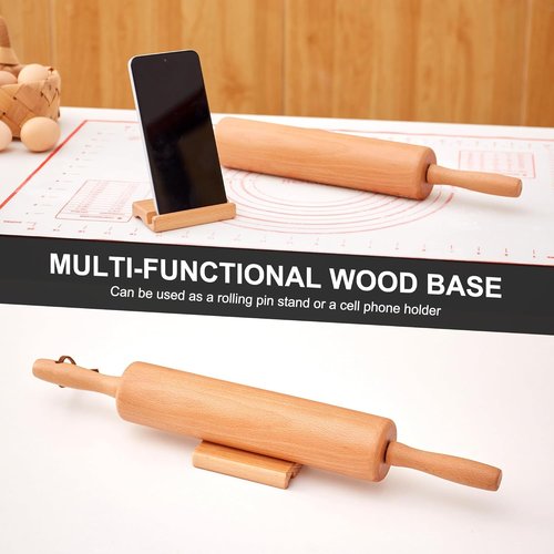 Classic Wood Rolling Pin - 17-Inch Wooden Dough Roller for Baking, Ideal for Pie Crusts & Cookies