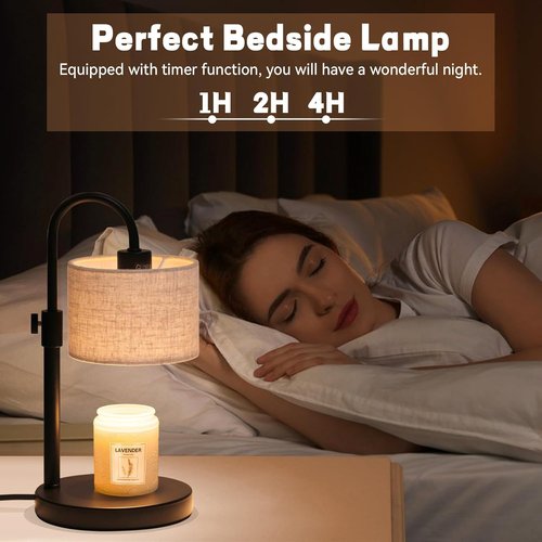 FINCMY Candle Warmer Lamp - Dimmable Wax Warmer with Timer & 2 Bulbs | Perfect Housewarming Gift for Women (Linen-Upgraded)