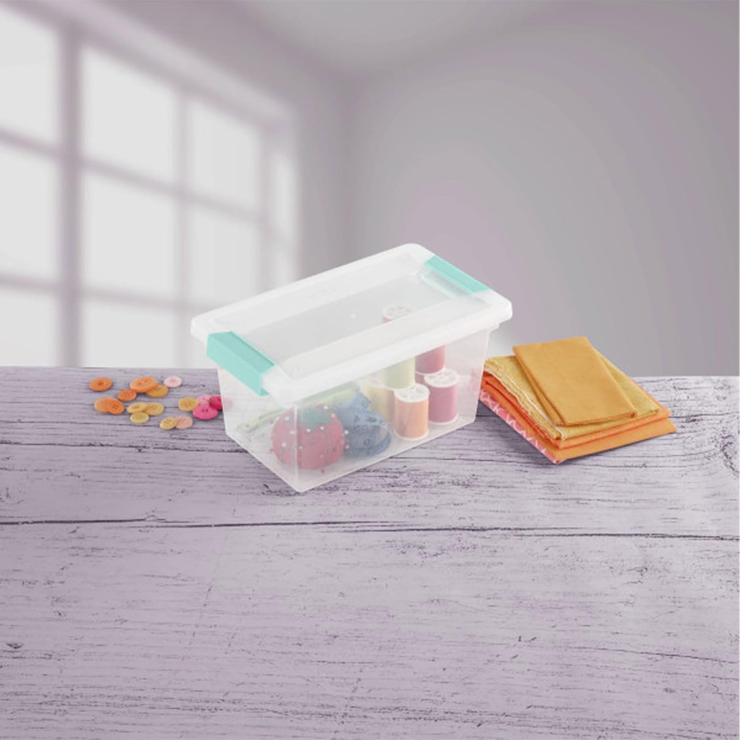 Sterilite Medium Clip Box - Stackable Storage Bin with Latching Lid for Organizing Crafts & Papers | Clear