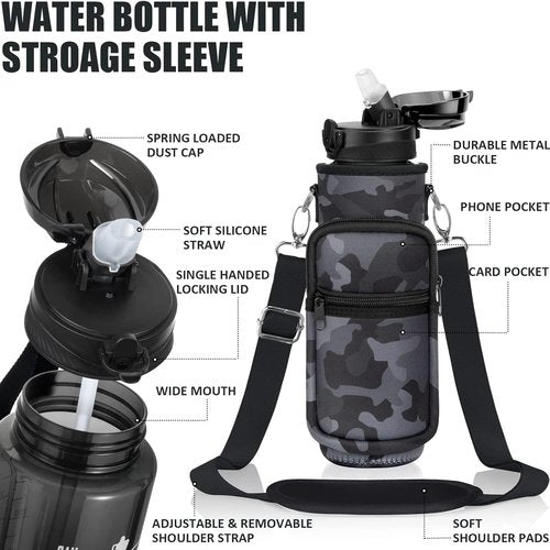 Fimibuke 32 oz Water Bottle - BPA-Free Leakproof Sport Bottle with Straw & Insulated Sleeve | Perfect Gift for Active Lifestyle