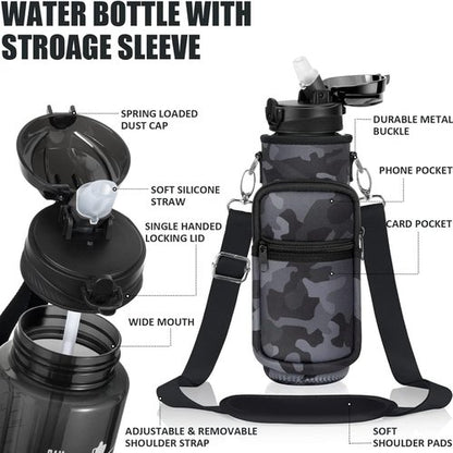 Fimibuke 32 oz Water Bottle - BPA-Free Leakproof Sport Bottle with Straw & Insulated Sleeve | Perfect Gift for Active Lifestyle
