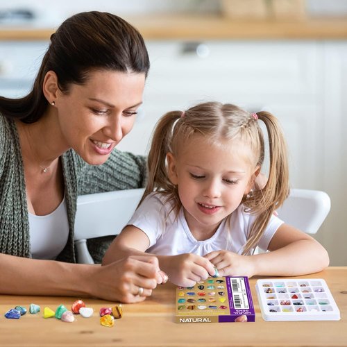 Byncceh Rock Collection for Kids - 25 Unique Gemstones & Crystals | Educational STEM Science Kit for Ages 6-12