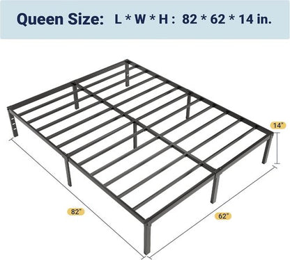 Allewie Queen Bed Frame - 14-Inch Metal Platform Bed with Storage | No Box Spring Needed, Easy Assembly, Black