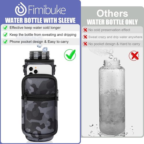 Fimibuke 32 oz Water Bottle - BPA-Free Leakproof Sport Bottle with Straw & Insulated Sleeve | Perfect Gift for Active Lifestyle