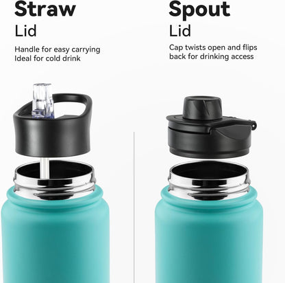 Skiennix 24oz Insulated Water Bottle - Stainless Steel with Straw Lid | Double Wall Vacuum for Hiking & Camping, Bubble Gum