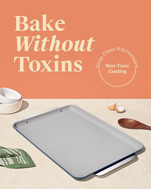 Caraway Non-Stick Ceramic Baking Sheet Duo - Eco-Friendly, PTFE & PFOA Free - Ideal for Baking & Roasting - Large (18" x 13") - Slate