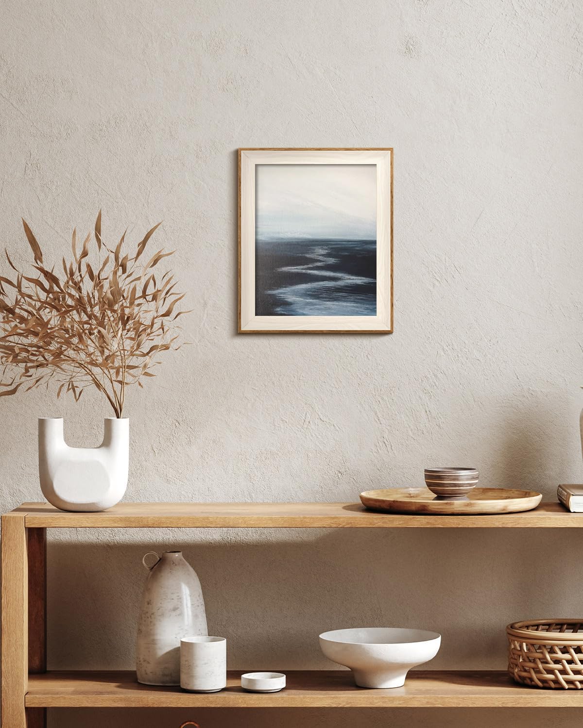 VIYYIEA Framed Wall Art - Abstract River Canvas Print for Living Room | 12" x 10" Landscape Decor