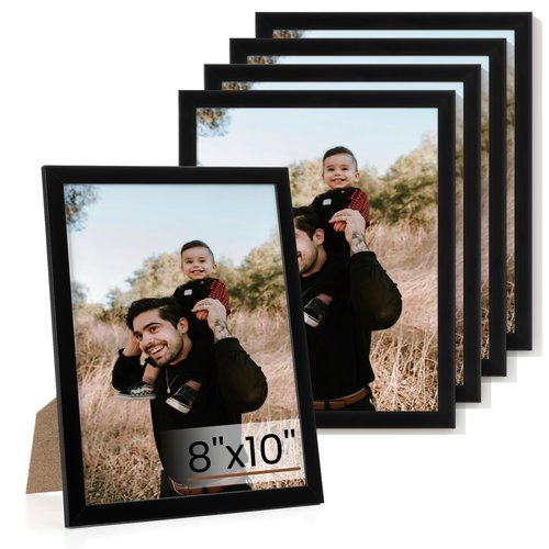 Heimlove 8x10 Picture Frame Set of 5,Black Photo Frames Display 8"x10" Pictures,Picture Frames 8x10 Wall Gallery Collage Tabletop or Wall Mount,Poster Frame Display for Certificate Document
