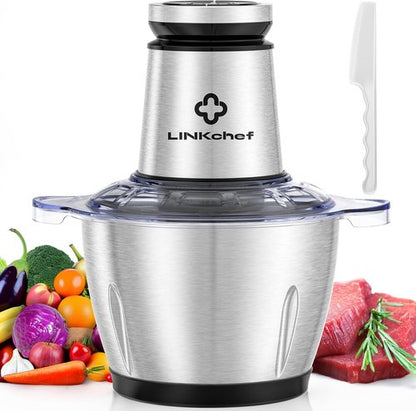 LINKChef Food Processor - 10 Cup Electric Meat Grinder | 600W Stainless Steel Mini Chopper for Home Use