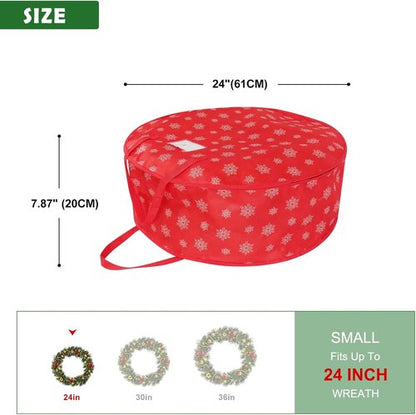 Christmas Wreath Storage Container - 24 Inch Durable Bag with Handles for Holiday Decor - 1 Pack