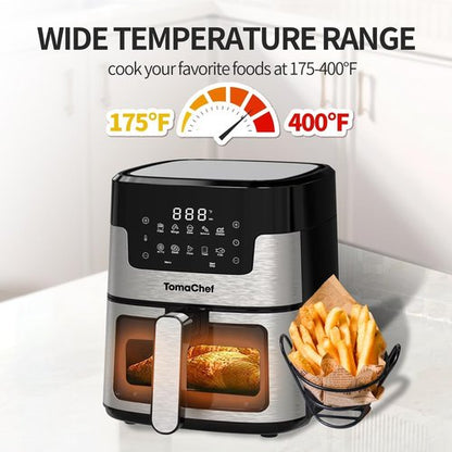 Air Fryer 10-in-1 by [Brand Name] - 5.3QT Compact Oil-Free Cooker with Digital Control | Healthy Cooking in Black