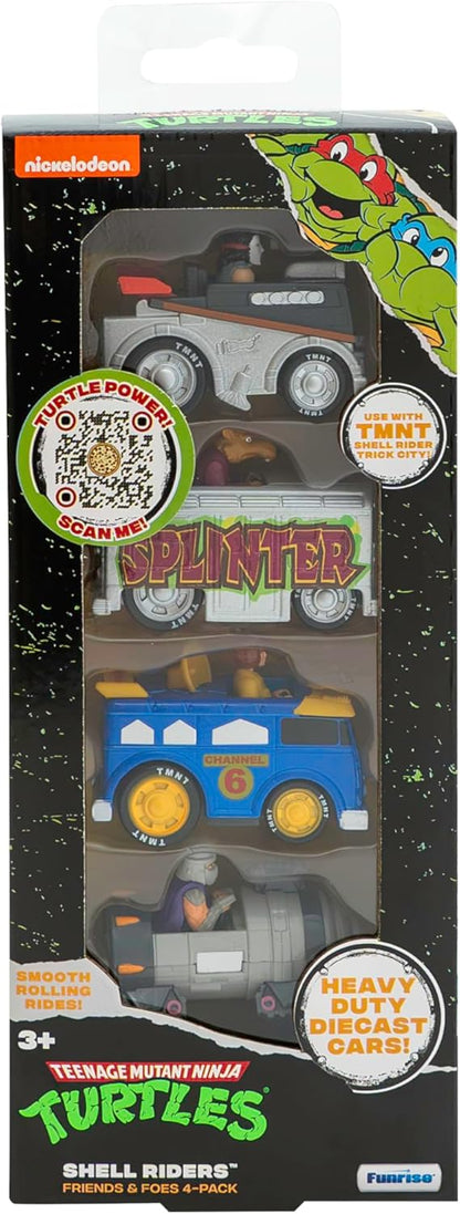 Teenage Mutant Ninja Turtles Diecast Shell Riders Set - Classic Edition Figures with Casey Jones, April, Splinter & Shredder for Kids Ages 3+
