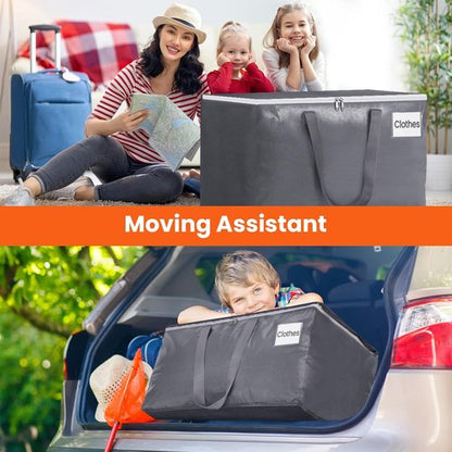 BlissTotes Large Moving Bags - Heavy Duty Storage Bags with Zippers & Handles | 93L, 6 Pack for Space Saving