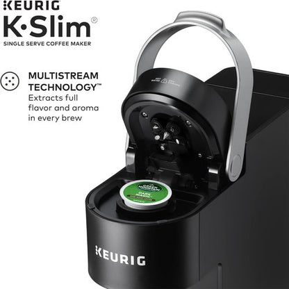 Keurig K-Slim Coffee Maker - Multistream Technology with 3 Brew Sizes | Sleek Black Design, 46oz Reservoir