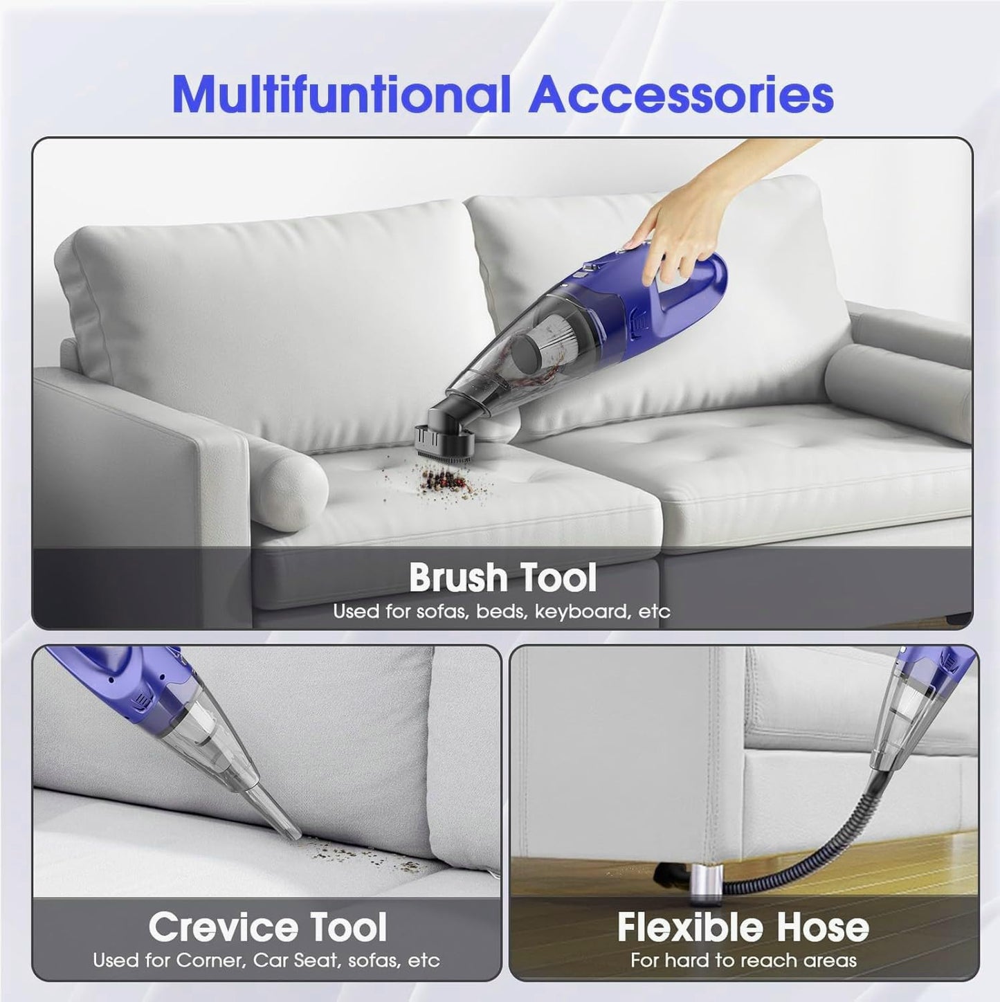 YOOHI Handheld Vacuum - Cordless Rechargeable Mini Vacuum with 6000Pa Suction | LED Light, 20-25 Min Runtime, 500ML Cup