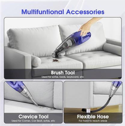 YOOHI Handheld Vacuum - Cordless Rechargeable Mini Vacuum with 6000Pa Suction | LED Light, 20-25 Min Runtime, 500ML Cup