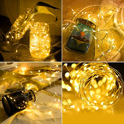 Yiaht 24-Pack Battery Operated Fairy String Lights - 7 Feet, 20 LED, Waterproof Silver Wire for Bedroom & Party Decor