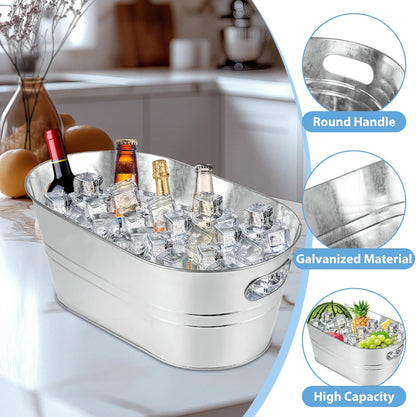 MIVIDE 4 Pack Galvanized Tub 3.3 Gallon Ice Bucket Large Metal Champagne Drink Bucket with Handles Galvanized Ice Buckets for Parties Mimosa Bar Cocktail Bar