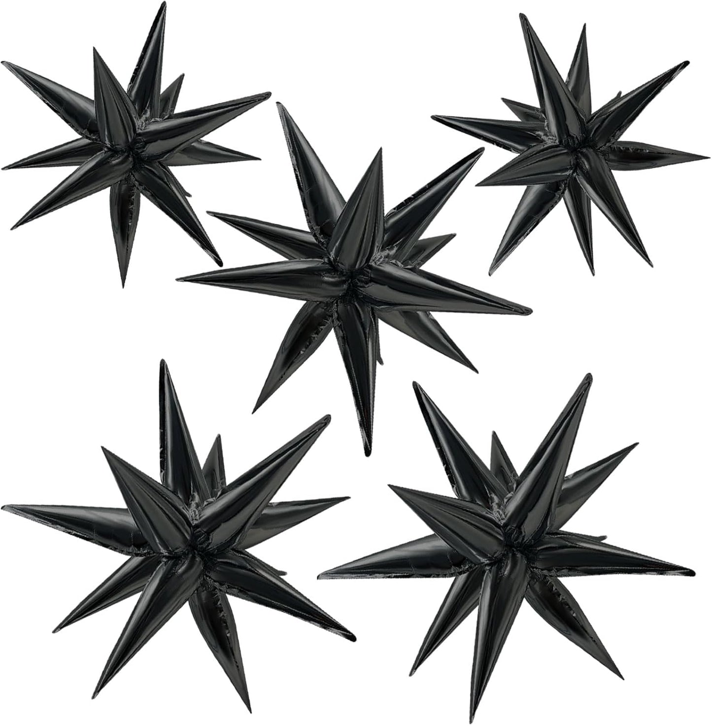 Star Balloons 60Pcs Black Foil Balloons - 12" Spike Mylar Party Decorations for Halloween & Events