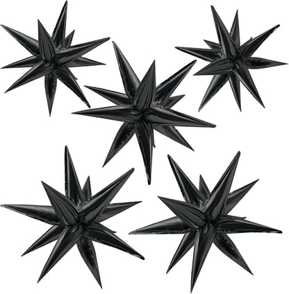 Star Balloons 60Pcs Black Foil Balloons - 12" Spike Mylar Party Decorations for Halloween & Events