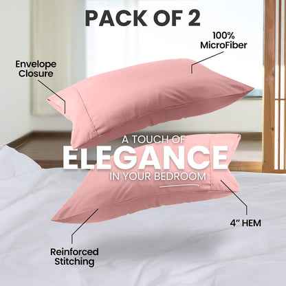 Utopia Bedding Pillow Cases - Soft Brushed Microfiber 2-Pack | Oeko-TEX Certified, 20x26 Inches (Pink)