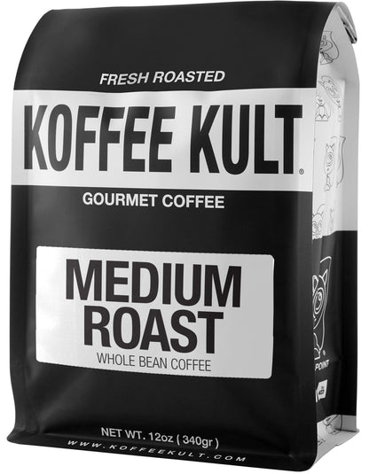 Koffee Kult Koffee Kult Medium Roast Smooth and Flavorful Medium Roast Whole Coffee Beans- Perfect for a Relaxing Cup Anytime (Medium Roast, 12oz)