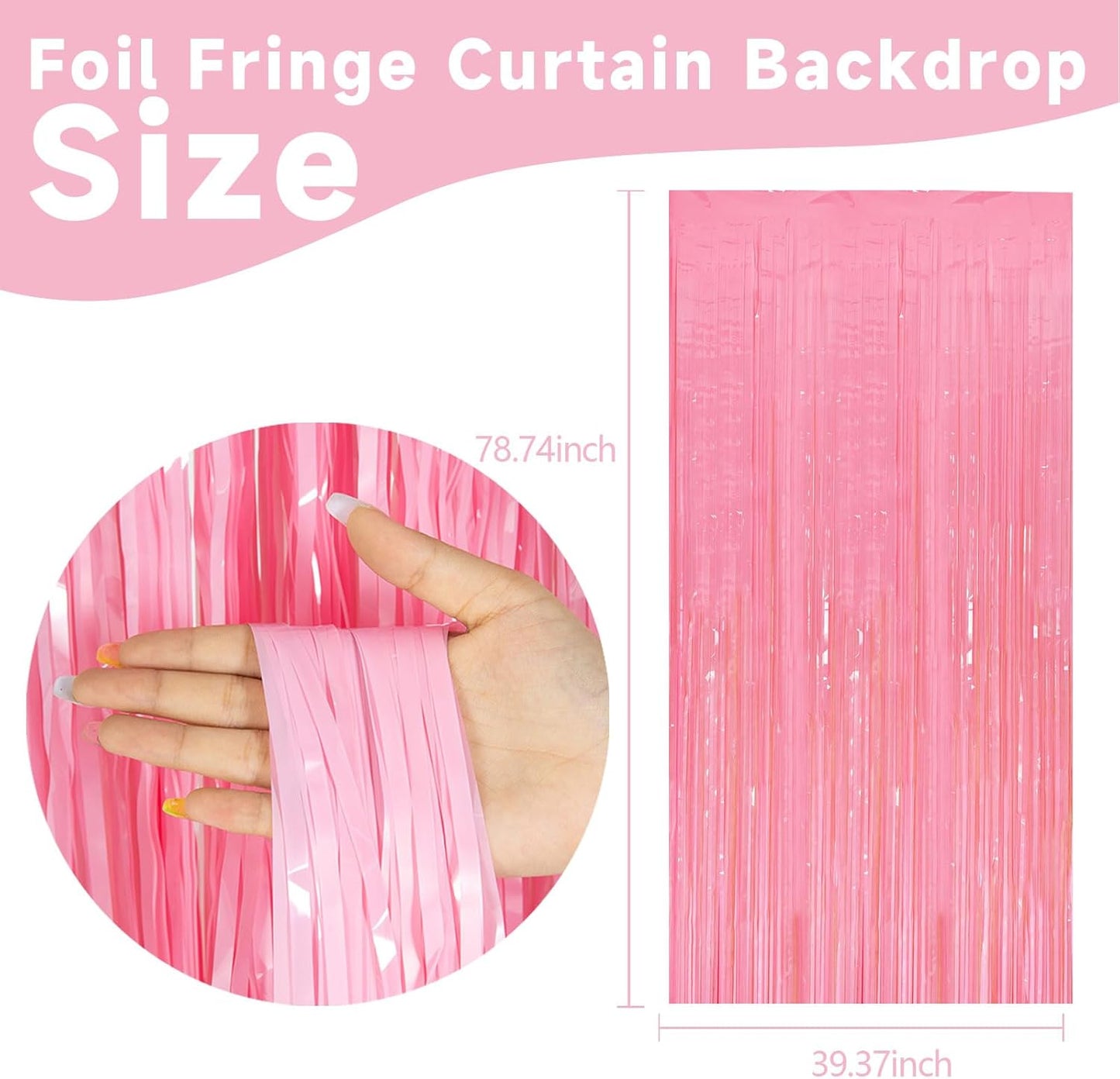 Skiennix Pastel Pink Streamers - Foil Fringe Curtains for Birthday & Party Decor | 2 Pack