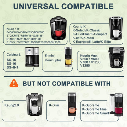 NESSUS reuse kcups for Keurig 1.0, Stainless steel reusable k cup, Metal k cups for keurig, refillable pod with Heat Resistant Handles and Coffee Scoop, NO BPA, 4 Pack