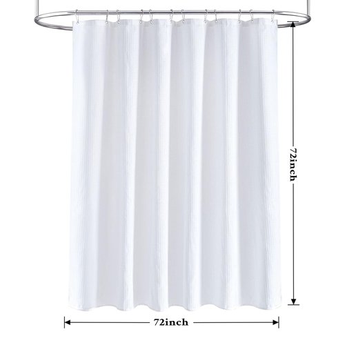 Tititex Solid White Cloth Fabric Shower Curtain Liner with 2 Magnets - Texture Pressure Bubble Soft Hotel Quality Waterproof Shower Liner, Light-Weight & Machine Washable 72x72 inch