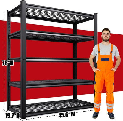 **Regine Switzerland Heavy Duty Garage Shelving - 3000 lbs Capacity, Adjustable 5-Tier Metal Unit | 78"x46"x20"**