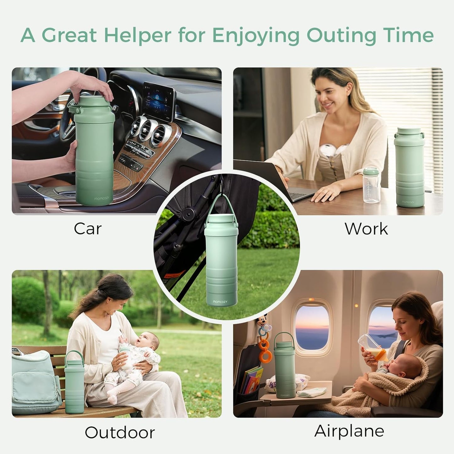 Momcozy 22oz Portable Breast Milk Cooler - 360° Cooling for 24 Hours | Includes 2 Baby Bottles
