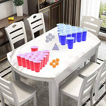 GOLDGE 60 Packs 16 Oz Plastic Party Cups Reusable in Red and Blue with 10 Pack ping Pong Balls, Cup Pong Game Set for Drinks, Soda, Punch, Barbecues, Picnics - Stock Your Home