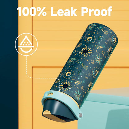 Meoky Stainless Steel Insulated Water Bottle - 24 oz, Leak Proof, 2-in-1 Lid, BPA-Free, Cold for 24 Hours
