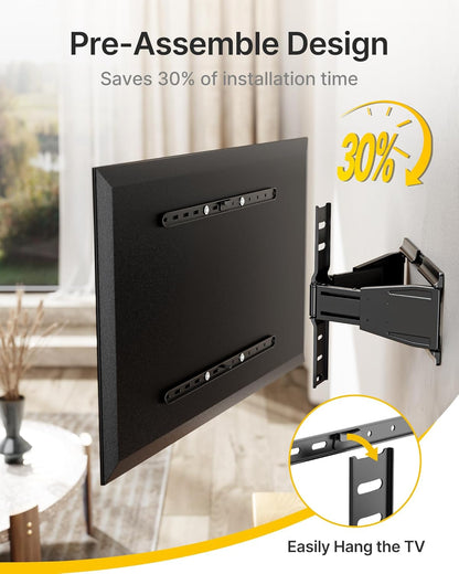 monTEK Ultra Slim TV Wall Mount - Full Motion Bracket for 43-90 Inch TVs | Swivel, Tilt, Leveling, Dual Arms