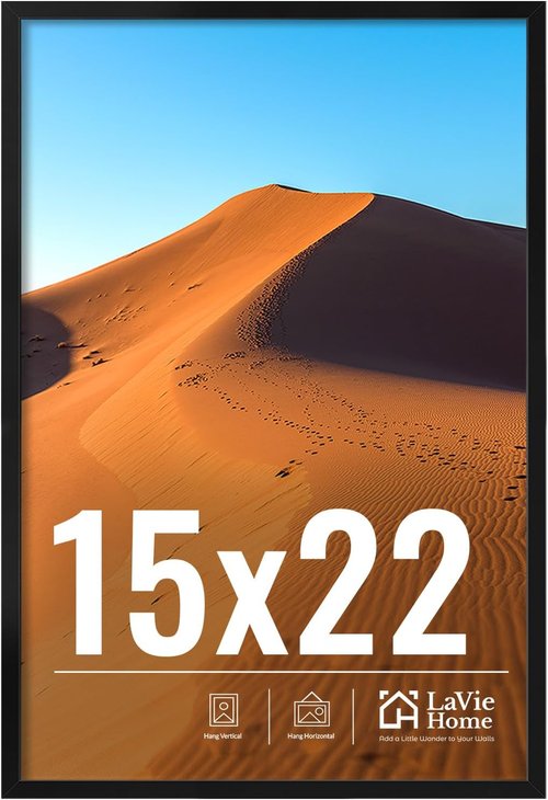 LaVie Home 15x22 Picture Frame - Classic Black Frame with HD Plexiglass for Vertical/Horizontal Display
