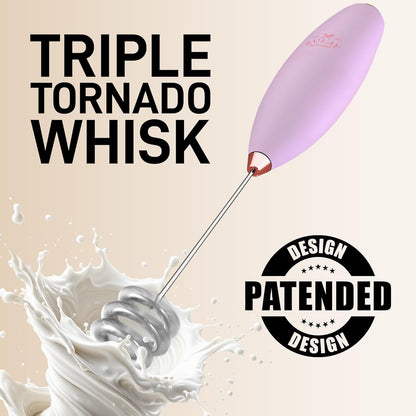 Zulay Kitchen Tornado Triple Whisk Milk Frother - Handheld Foam Maker for Coffee & Lattes - Rose Gold
