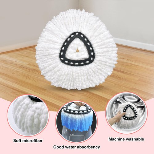 8 Pack Mop Head Replacement Compatiable with Ocedar EasyWring 1-Tank System,Mircofiber Mop Heads Refill and Scrub Brush for O Cedar Easywring Spin Mop, 6 Pack Mop Refills & 2 Scrub Head Floor Clean