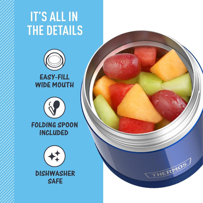 THERMOS FUNTAINER 10 Ounce Kids Food Jar - Stainless Steel Vacuum Insulated with Folding Spoon | Navy