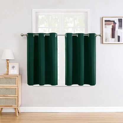 ChrisDowa Small Window Curtains - Grommet Thermal Insulated Room Darkening Panels (Forest Green, 52 x 36 Inch)