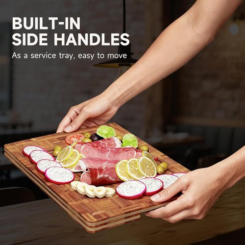 Bamboo Wood Cutting Board Set by [Brand Name] - Large 3-Pack with Juice Groove for Vegetables, Fruits & Cheese