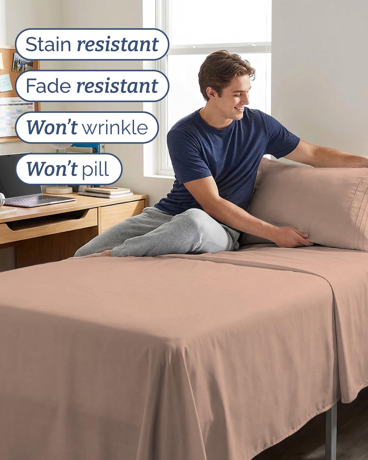 Skiennix Twin XL Sheet Set - Comfy Cooling Bed Sheets with Deep Pockets - Ultra-Soft & Wrinkle-Free - Mauve